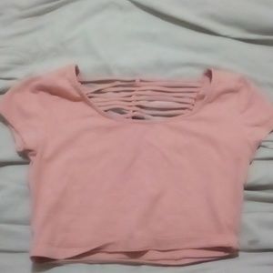 Charlotte rude light pink cropped shirt back out size small